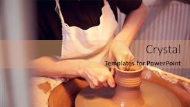  Presentation with ceramics - Colorful presentation enhanced with close-up-of-female-potter backdrop and a coral colored foreground