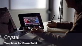  Presentation with stock share - PPT theme consisting of close-up-of-female-share background and a dark gray colored foreground