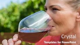  Presentation with wine tasting - Cool new theme with close-up-of-female-vintner backdrop and a red colored foreground