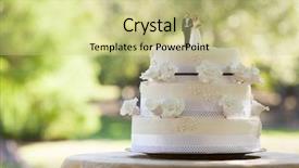  Presentation with cake - Amazing slide set having close-up of figurine couple backdrop and a soft green colored foreground