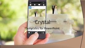  Presentation with smartphone - Presentation design featuring close-up of figurine background and a soft green colored foreground