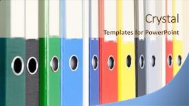  Presentation with storage file - Colorful PPT theme enhanced with close-up of file folders backdrop and a cream colored foreground