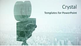  Presentation with film reel - Slides with close-up of film reel background and a sky blue colored foreground