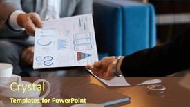  Presentation with data analyst - Theme with close-up-of-financial-document background and a  colored foreground