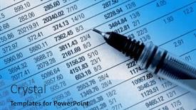  Presentation with blue financial - Audience pleasing presentation theme consisting of close up of financial figures overlaid with blue backdrop and a light blue colored foreground