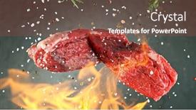  Presentation with fire flames on a black - Cool new slide deck with close-up-of-flying-tasty backdrop and a tawny brown colored foreground