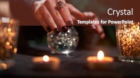  Presentation with magic ball - Presentation theme featuring close-up-of-fortuneteller-divining background and a tawny brown colored foreground