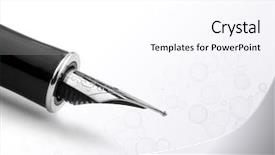  Presentation with overlaid - Audience pleasing presentation theme consisting of close-up of fountain pen overlaid over circle abstract backdrop and a white colored foreground