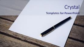  Presentation with fountain pen - Colorful slides enhanced with close up of fountain pen with paper at table backdrop and a sky blue colored foreground