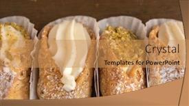  Presentation with paper - Audience pleasing PPT layouts consisting of close-up-of-four-cannoli backdrop and a coral colored foreground