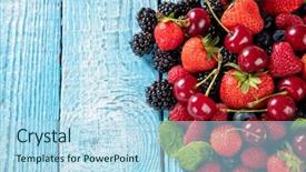  Presentation with fruit - Theme enhanced with close-up of fresh berry background and a light blue colored foreground