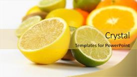 Presentation with citrus - Colorful presentation theme enhanced with close up of fresh citrus fruit on white background backdrop and a yellow colored foreground