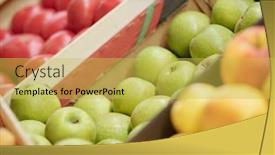  Presentation with food market - Colorful presentation theme enhanced with close-up-of-fresh-fruits backdrop and a yellow colored foreground