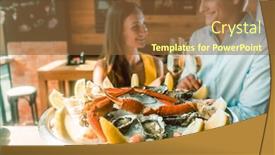  Presentation with crabs - Theme consisting of close-up-of-fresh-oysters background and a tawny brown colored foreground