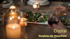  Presentation with dining restaurant - Presentation theme having beverage industry - close-up of friends dining background and a tawny brown colored foreground