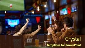  Presentation with toasting - PPT theme enhanced with close-up-of-friends-group background and a tawny brown colored foreground