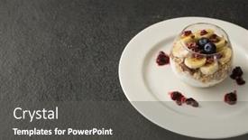  Presentation with cereal - Slides featuring close-up of fruit cereal in jar on concrete background background and a dark gray colored foreground