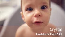  Presentation with infant care - Cool new theme with close-up-of-funny-baby backdrop and a coral colored foreground