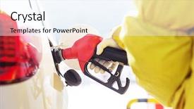  Presentation with oil and gas - PPT theme featuring close up of gas gun background and a sky blue colored foreground