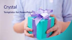  Presentation with gift - Audience pleasing presentation design consisting of close-up of gift box backdrop and a sky blue colored foreground