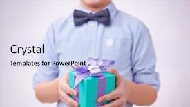  Presentation with gift - Presentation featuring close-up of gift box background and a sky blue colored foreground