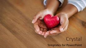  Presentation with cross and holding hands - Colorful PPT theme enhanced with close-up-of-girl-hands backdrop and a coral colored foreground