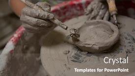  Presentation with pottery - Presentation theme consisting of close-up-of-girl-molding background and a gray colored foreground