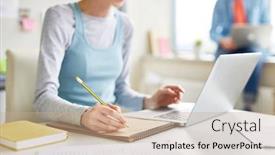  Presentation with article - Audience pleasing PPT layouts consisting of close-up-of-girl-sitting backdrop and a coral colored foreground