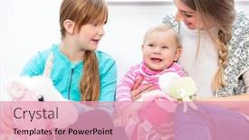  Presentation with baby toy - Audience pleasing presentation theme consisting of stuffed horse - close-up of girl and mother backdrop and a lemonade colored foreground