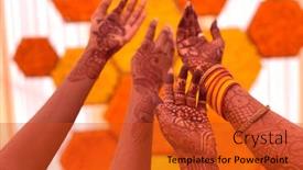  Presentation with indian wedding - PPT theme having close-up-of-girls-hand background and a red colored foreground