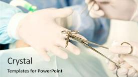  Presentation with hand surgeon - Slides having close-up of gloved hand background and a soft green colored foreground