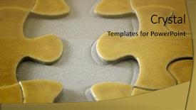  Presentation with golden puzzle piece - Presentation theme consisting of up of golden jigsaw puzzle background and a gold colored foreground