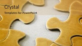  Presentation with golden puzzle piece - Presentation with up of golden jigsaw puzzle background and a yellow colored foreground