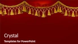  Presentation with red curtain - Audience pleasing PPT theme consisting of close up of golden tassels backdrop and a black colored foreground
