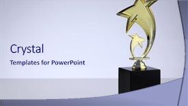  Presentation with golden awards - Cool new PPT layouts with awards trophies - close up of golden trophy backdrop and a sky blue colored foreground