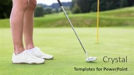  Presentation with golf - Audience pleasing presentation design consisting of close-up-of-golfer-putting backdrop and a mint green colored foreground