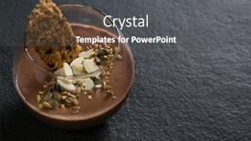  Presentation with granola - Cool new slides with close-up of granola dried fruits and chocolate mousse in glass backdrop and a dark gray colored foreground