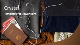  Presentation with passport travel - Presentation theme consisting of close-up-of-gray-jumper background and a dark gray colored foreground