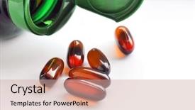  Presentation with capsules - Slide deck consisting of green bottle with flaxseed background and a coral colored foreground