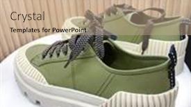  Presentation with sneakers - Presentation theme consisting of close-up-of-green-sneakers background and a soft green colored foreground