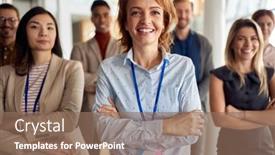  Presentation with successful - Presentation theme enhanced with close-up-of-group background and a coral colored foreground