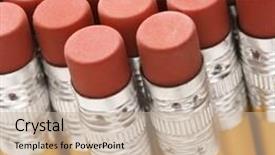  Presentation with group - Presentation theme enhanced with close up of group of pencil erasers background and a mint green colored foreground