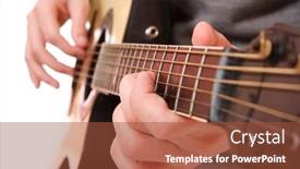  Presentation with acoustic - Audience pleasing theme consisting of close up of guitarist hand playing acoustic guitar backdrop and a red colored foreground