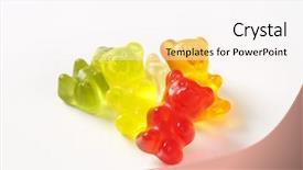  Presentation with gummy bear gummy bears and liquid - Amazing PPT layouts having gummies - close up of gummy bear backdrop and a white colored foreground