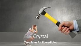  Presentation with hand hygiene in hospital - Colorful slide deck enhanced with close up of hammer in male hand attacking scared woman backdrop and a gray colored foreground