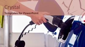  Presentation with electric charging - Presentation theme having close-up-of-hand-attaching background and a coral colored foreground