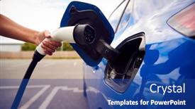  Presentation with electric charging - PPT layouts having close-up-of-hand-attaching background and a ocean colored foreground