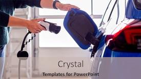  Presentation with environmentally friendly - Presentation theme enhanced with close-up-of-hand-attaching background and a soft green colored foreground