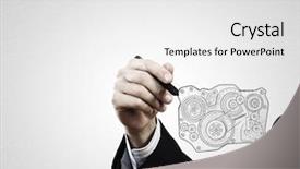  Presentation with gear - Beautiful presentation design featuring close-up-of-hand-darwing backdrop and a white colored foreground