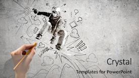  Presentation with ramp - Slide set consisting of ramp up - close up of hand drawing background and a light gray colored foreground